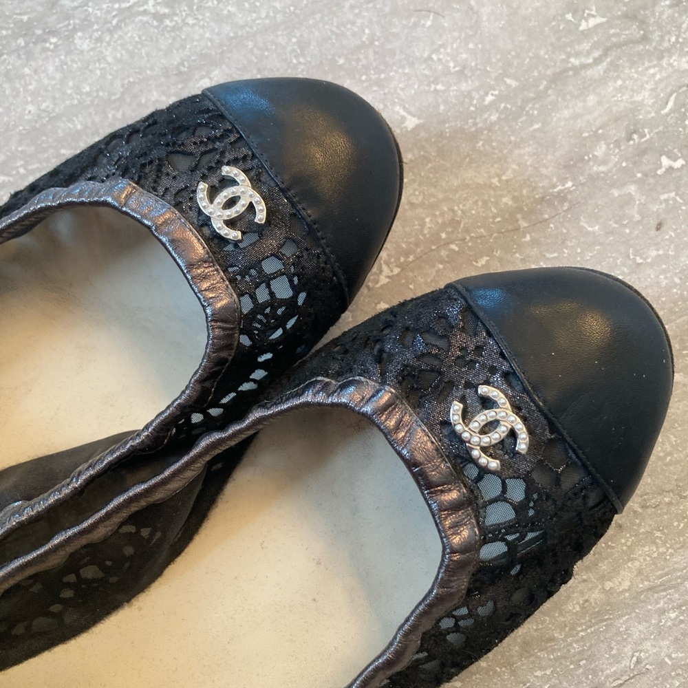 Chanel ballet flats pearl 39 1/2